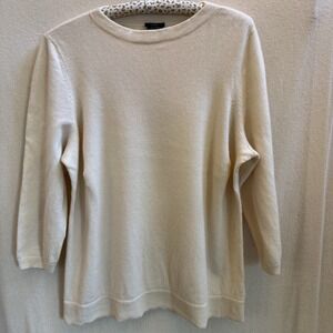 Talbots Petites Creme 100% Cashmere Crewneck Sweater Size 2X Petite